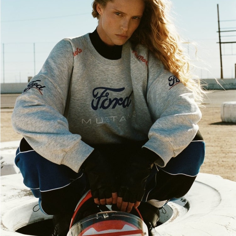 Zara Gray Ford Mustang Logo Sweatshirt
